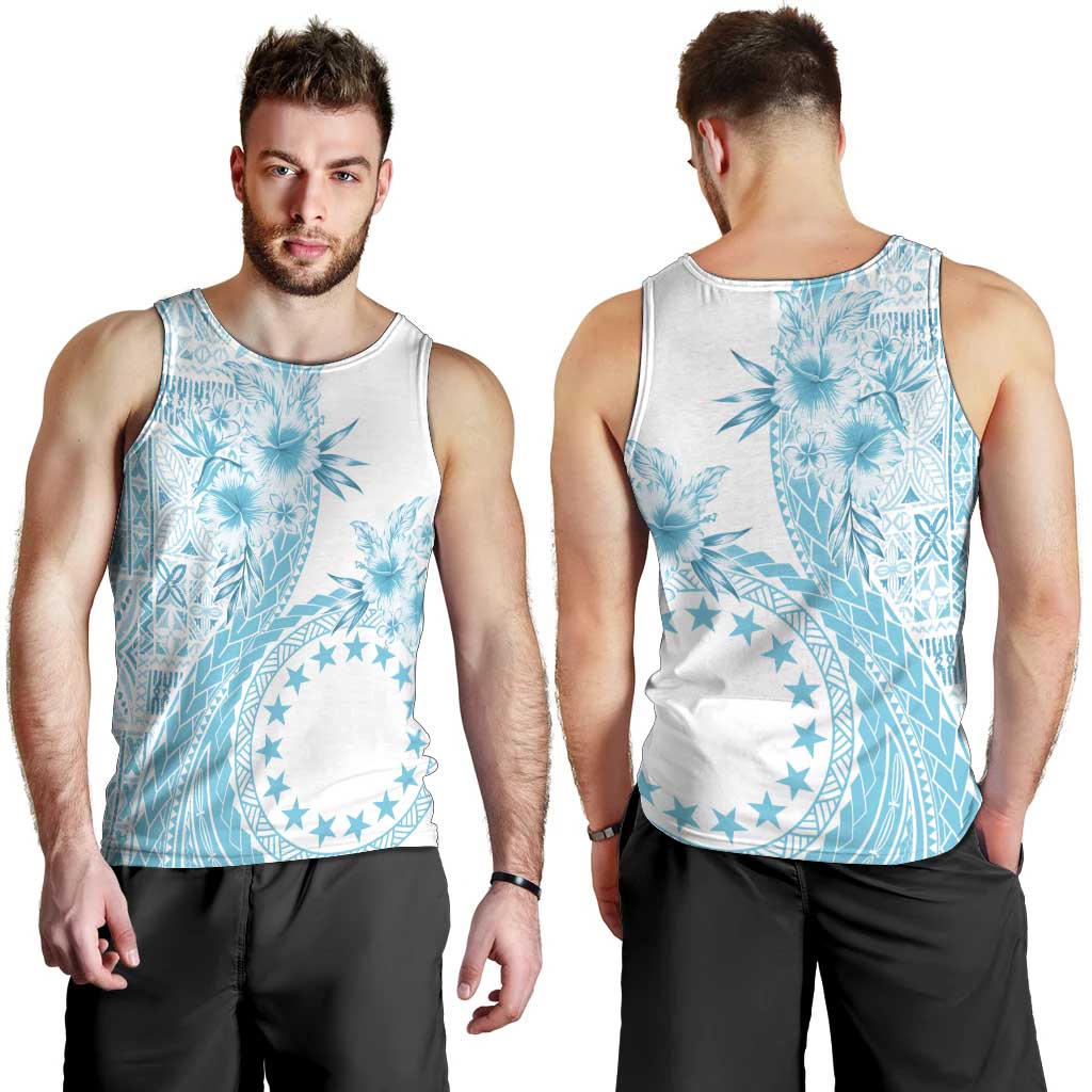 Kia Orana Cook Islands Men Tank Top Tiare and Stars - Turquoise LT7 - Polynesian Pride