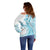 Kia Orana Cook Islands Off Shoulder Sweater Tiare and Stars - Turquoise