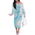 Kia Orana Cook Islands Off The Shoulder Long Sleeve Dress Tiare and Stars - Turquoise