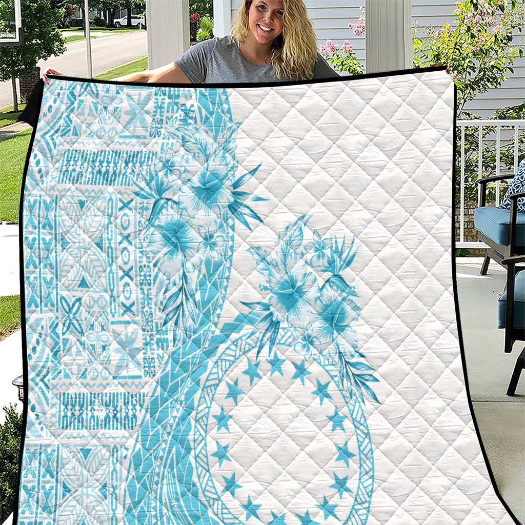 Kia Orana Cook Islands Quilt Tiare and Stars - Turquoise