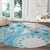 Kia Orana Cook Islands Round Carpet Tiare and Stars - Turquoise