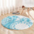 Kia Orana Cook Islands Round Carpet Tiare and Stars - Turquoise