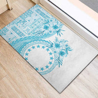 Kia Orana Cook Islands Rubber Doormat Tiare and Stars - Turquoise LT7 - Polynesian Pride