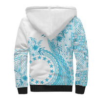 Kia Orana Cook Islands Sherpa Hoodie Tiare and Stars - Turquoise LT7 - Polynesian Pride