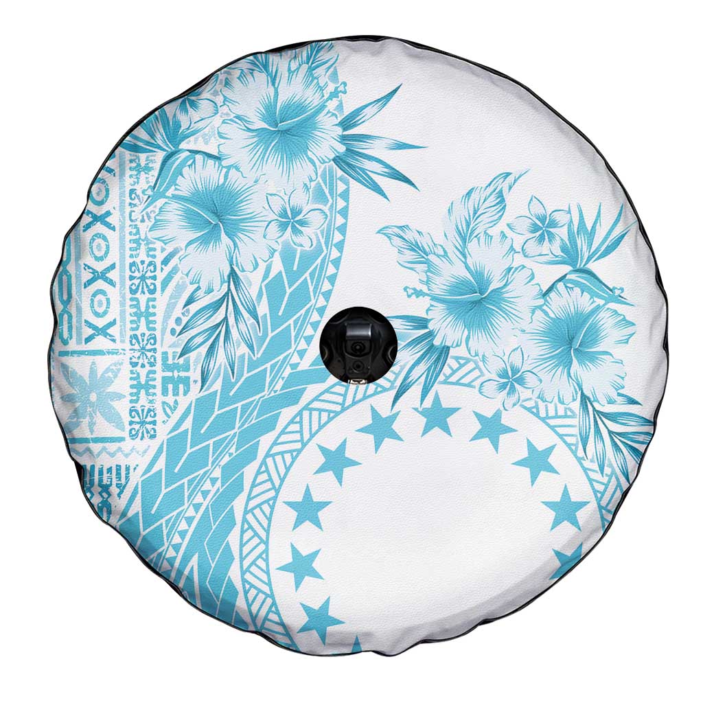 Kia Orana Cook Islands Spare Tire Cover Tiare and Stars - Turquoise
