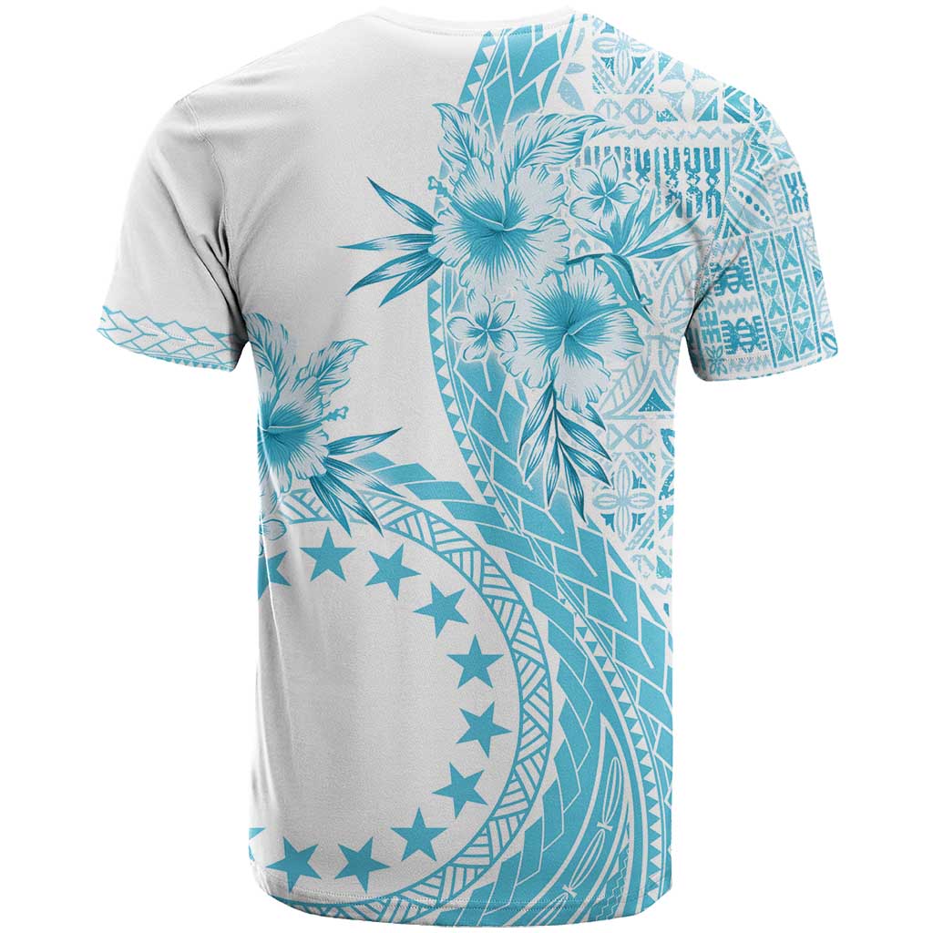 Kia Orana Cook Islands T Shirt Tiare and Stars - Turquoise