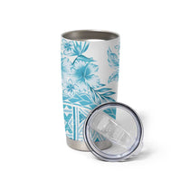 Kia Orana Cook Islands Tumbler Cup Tiare & Stars - Turquoise LT7 - Polynesian Pride