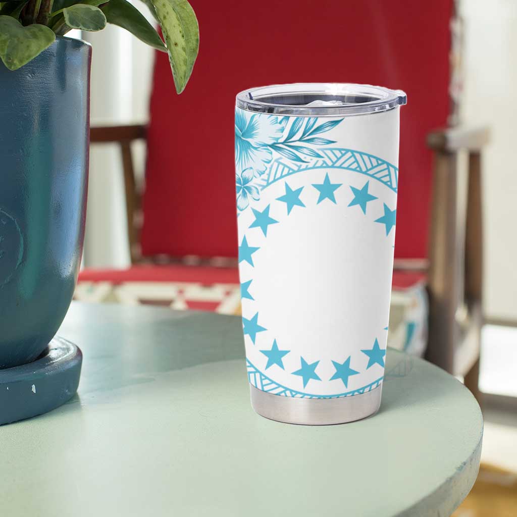 Kia Orana Cook Islands Tumbler Cup Tiare & Stars - Turquoise LT7 - Polynesian Pride