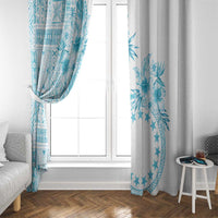Kia Orana Cook Islands Window Curtain Tiare and Stars - Turquoise LT7 - Polynesian Pride
