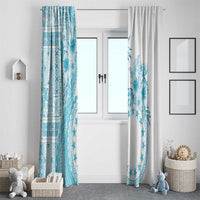 Kia Orana Cook Islands Window Curtain Tiare and Stars - Turquoise LT7 - Polynesian Pride