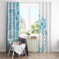 Kia Orana Cook Islands Window Curtain Tiare and Stars - Turquoise LT7 - Polynesian Pride