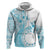 Kia Orana Cook Islands Zip Hoodie Tiare and Stars - Turquoise