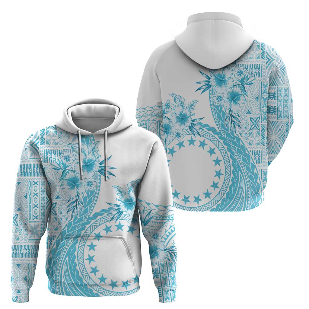Kia Orana Cook Islands Zip Hoodie Tiare and Stars - Turquoise