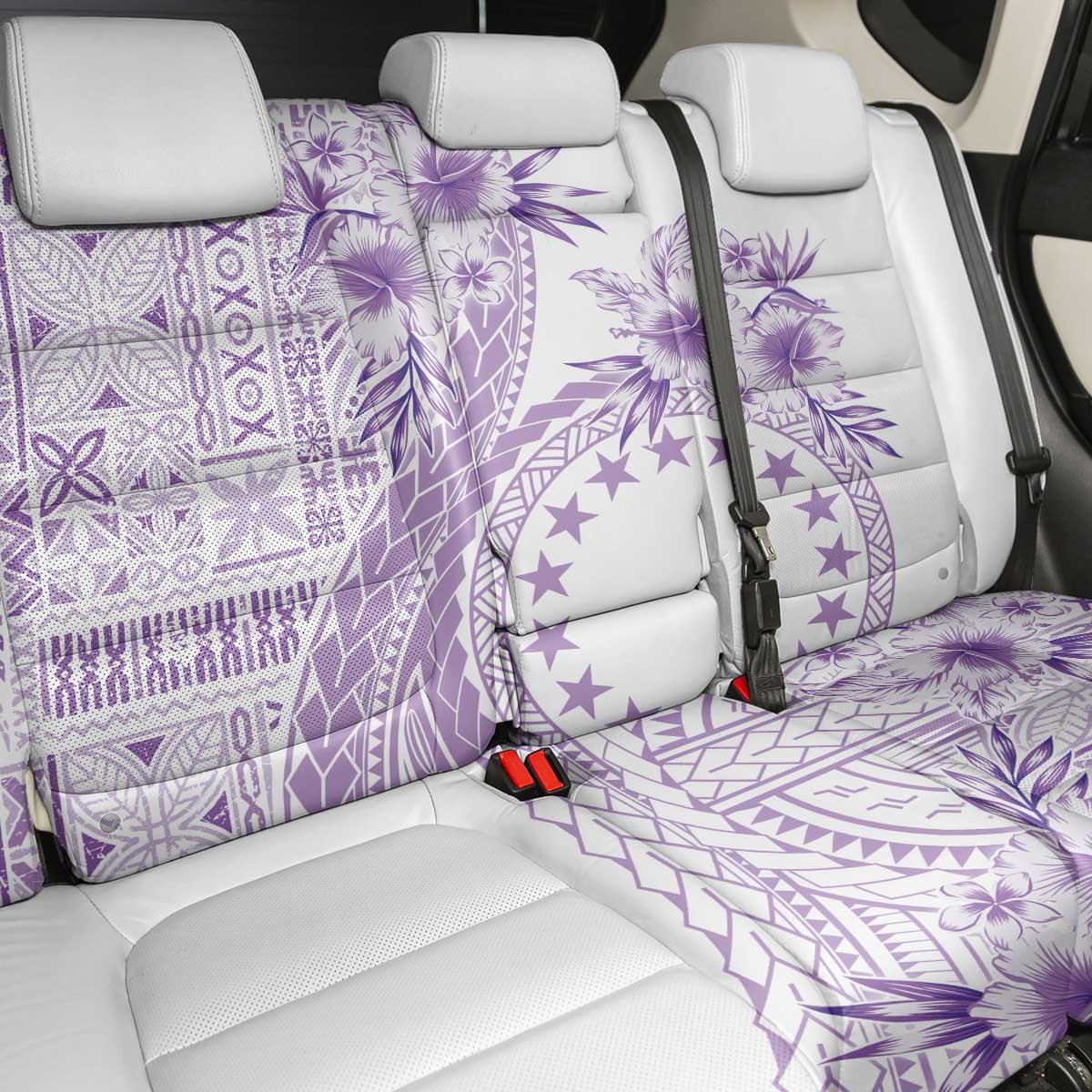 Kia Orana Cook Islands Back Car Seat Cover Tiare and Stars - Lavender