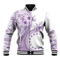 Kia Orana Cook Islands Baseball Jacket Tiare and Stars - Lavender LT7 Unisex Lavender - Polynesian Pride