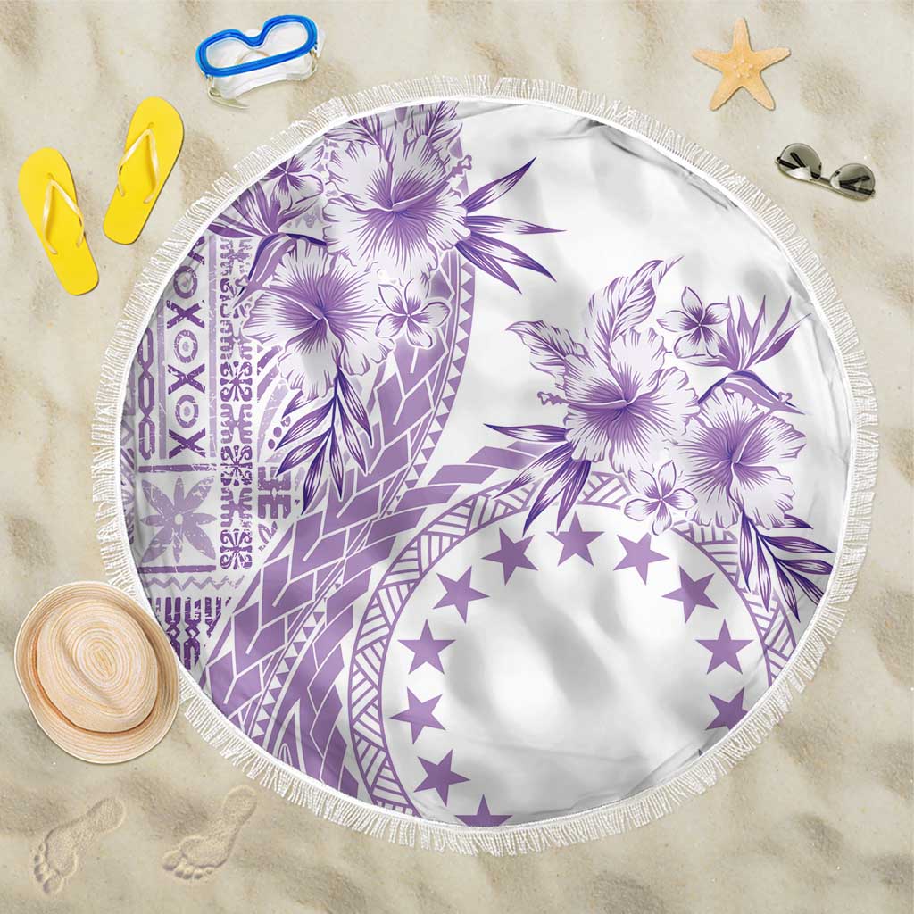 Kia Orana Cook Islands Beach Blanket Tiare and Stars - Lavender LT7 One Size 150cm Lavender - Polynesian Pride