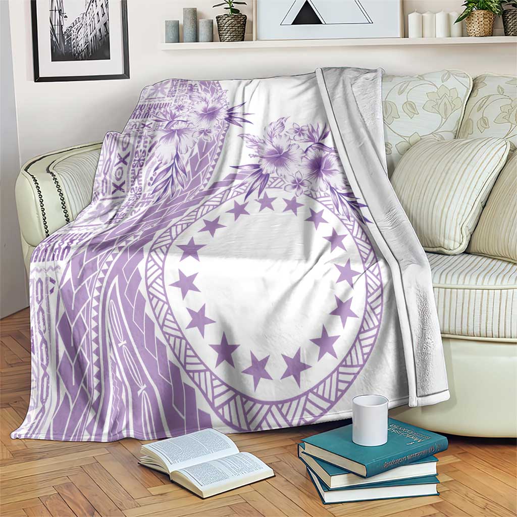 Kia Orana Cook Islands Blanket Tiare and Stars - Lavender