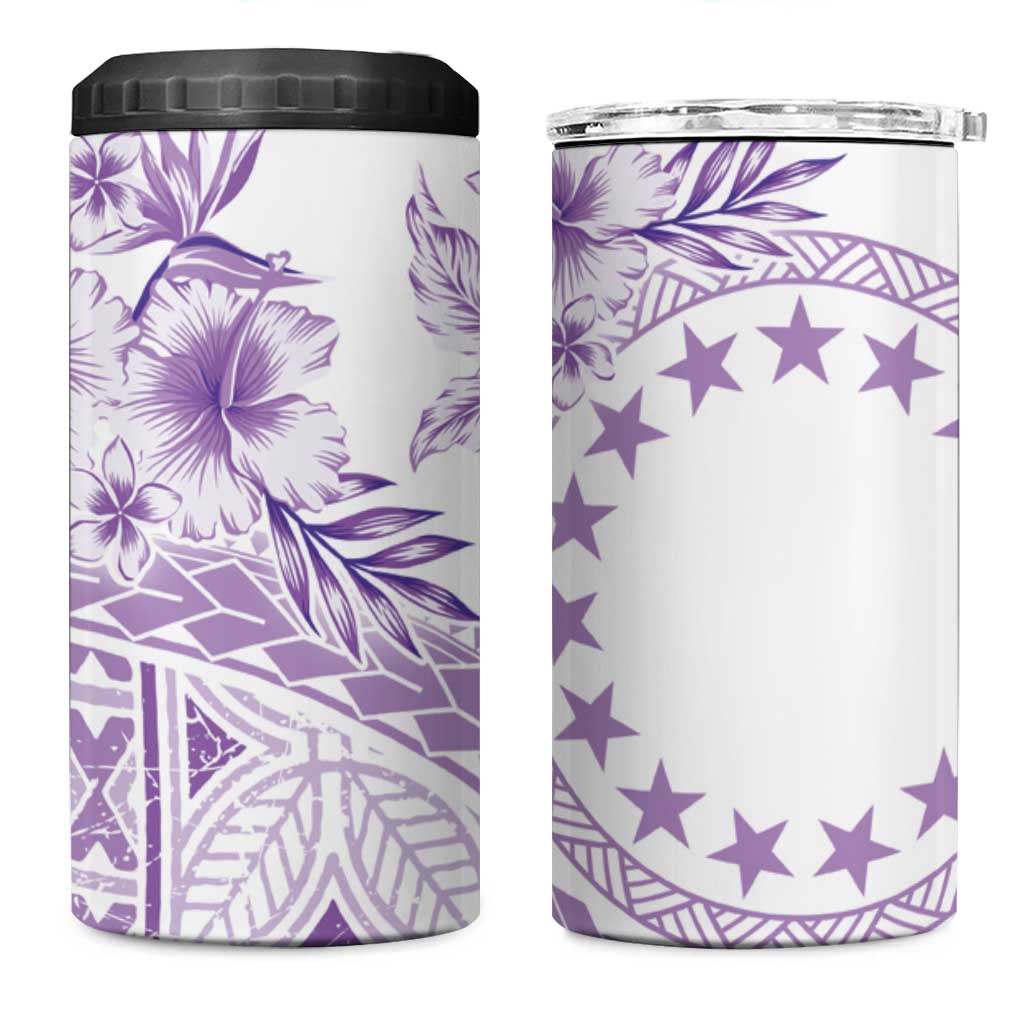Kia Orana Cook Islands 4 in 1 Can Cooler Tumbler Tiare & Stars - Lavender