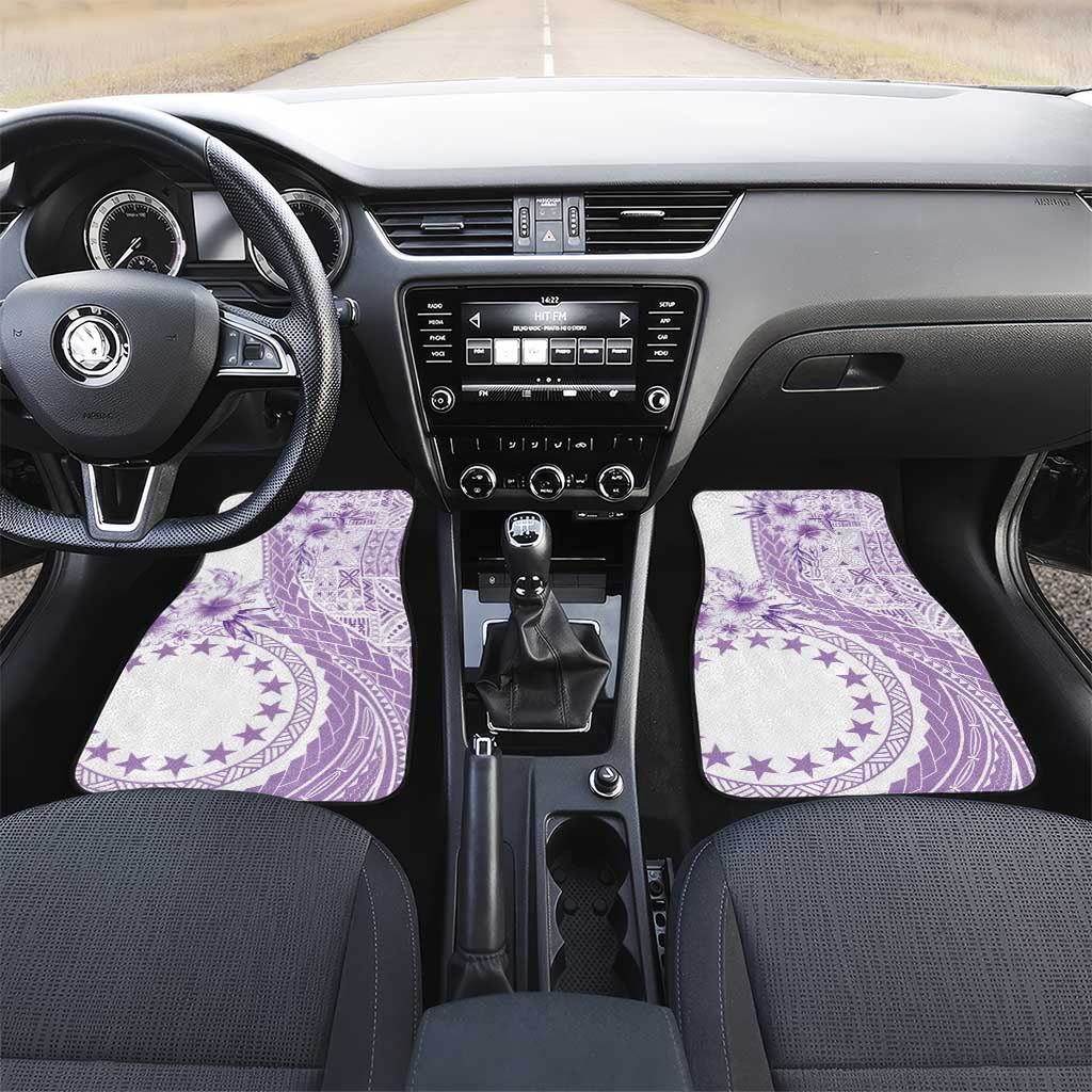Kia Orana Cook Islands Car Mats Tiare and Stars - Lavender LT7 Set 2pcs - Front Lavender - Polynesian Pride