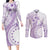 Kia Orana Cook Islands Couples Matching Long Sleeve Bodycon Dress and Long Sleeve Button Shirt Tiare and Stars - Lavender