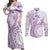 Kia Orana Cook Islands Couples Matching Off Shoulder Maxi Dress and Long Sleeve Button Shirt Tiare and Stars - Lavender