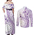 Kia Orana Cook Islands Couples Matching Off Shoulder Maxi Dress and Long Sleeve Button Shirt Tiare and Stars - Lavender