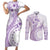 Kia Orana Cook Islands Couples Matching Short Sleeve Bodycon Dress and Long Sleeve Button Shirt Tiare and Stars - Lavender