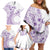 Kia Orana Cook Islands Family Matching Off Shoulder Short Dress and Hawaiian Shirt Tiare and Stars - Lavender