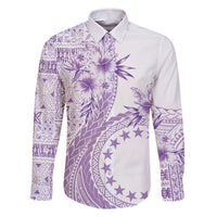 Kia Orana Cook Islands Family Matching Off Shoulder Short Dress and Hawaiian Shirt Tiare and Stars - Lavender