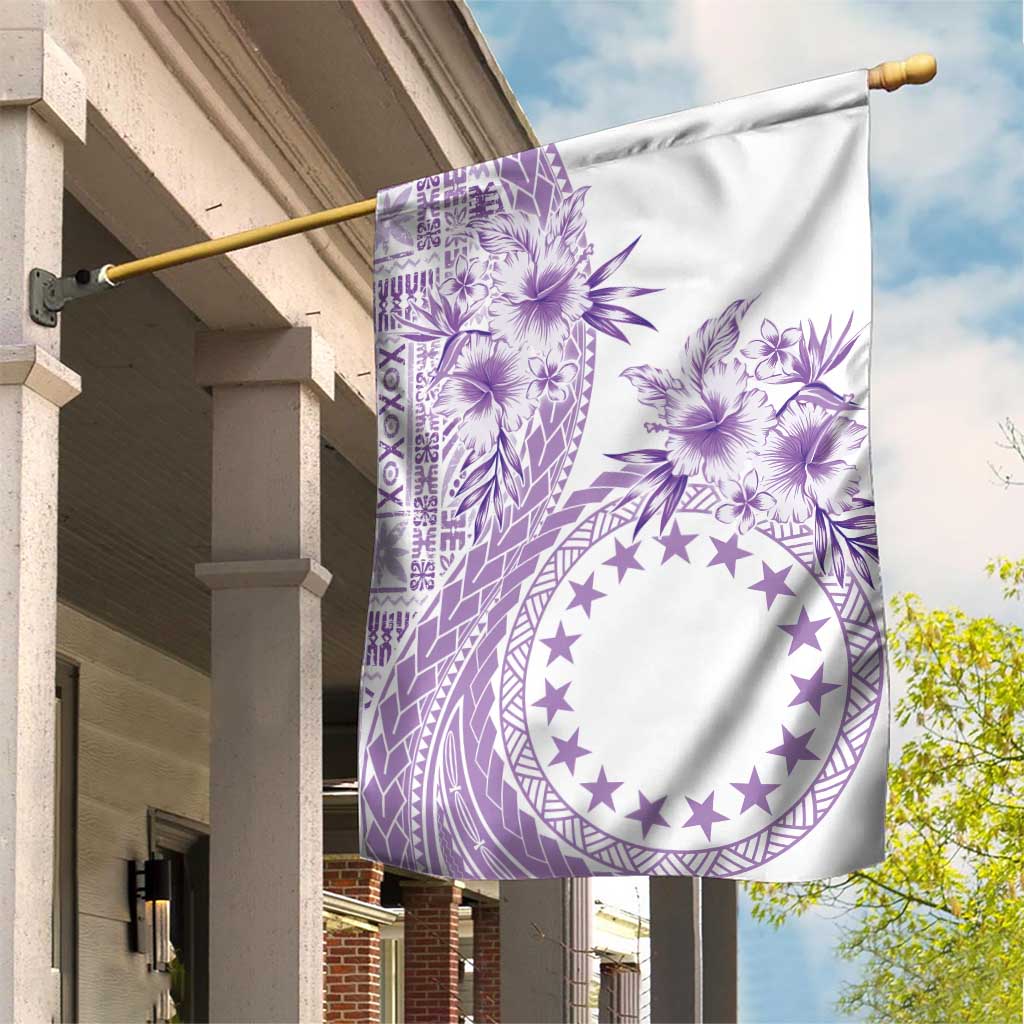 Kia Orana Cook Islands Garden Flag Tiare and Stars - Lavender LT7 House Flag Lavender - Polynesian Pride