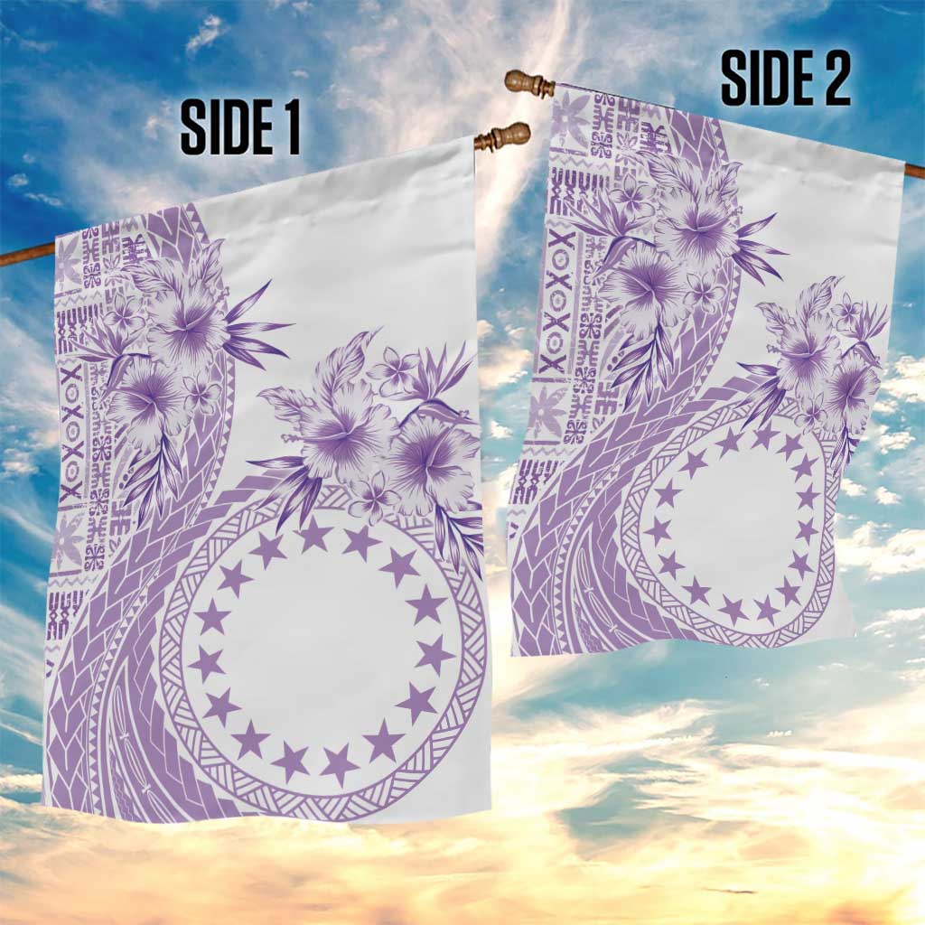 Kia Orana Cook Islands Garden Flag Tiare and Stars - Lavender LT7 - Polynesian Pride