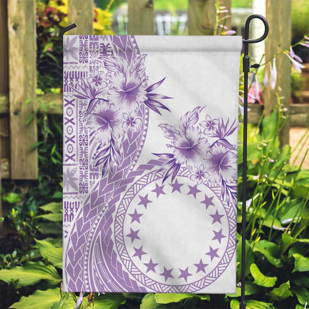 Kia Orana Cook Islands Garden Flag Tiare and Stars - Lavender LT7 Garden Flag Lavender - Polynesian Pride
