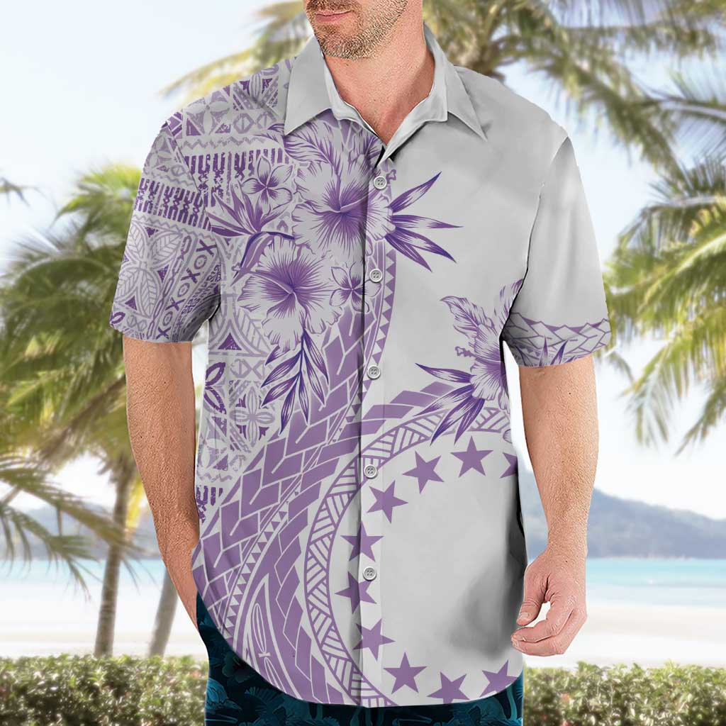 Kia Orana Cook Islands Hawaiian Shirt Tiare and Stars - Lavender LT7 - Polynesian Pride