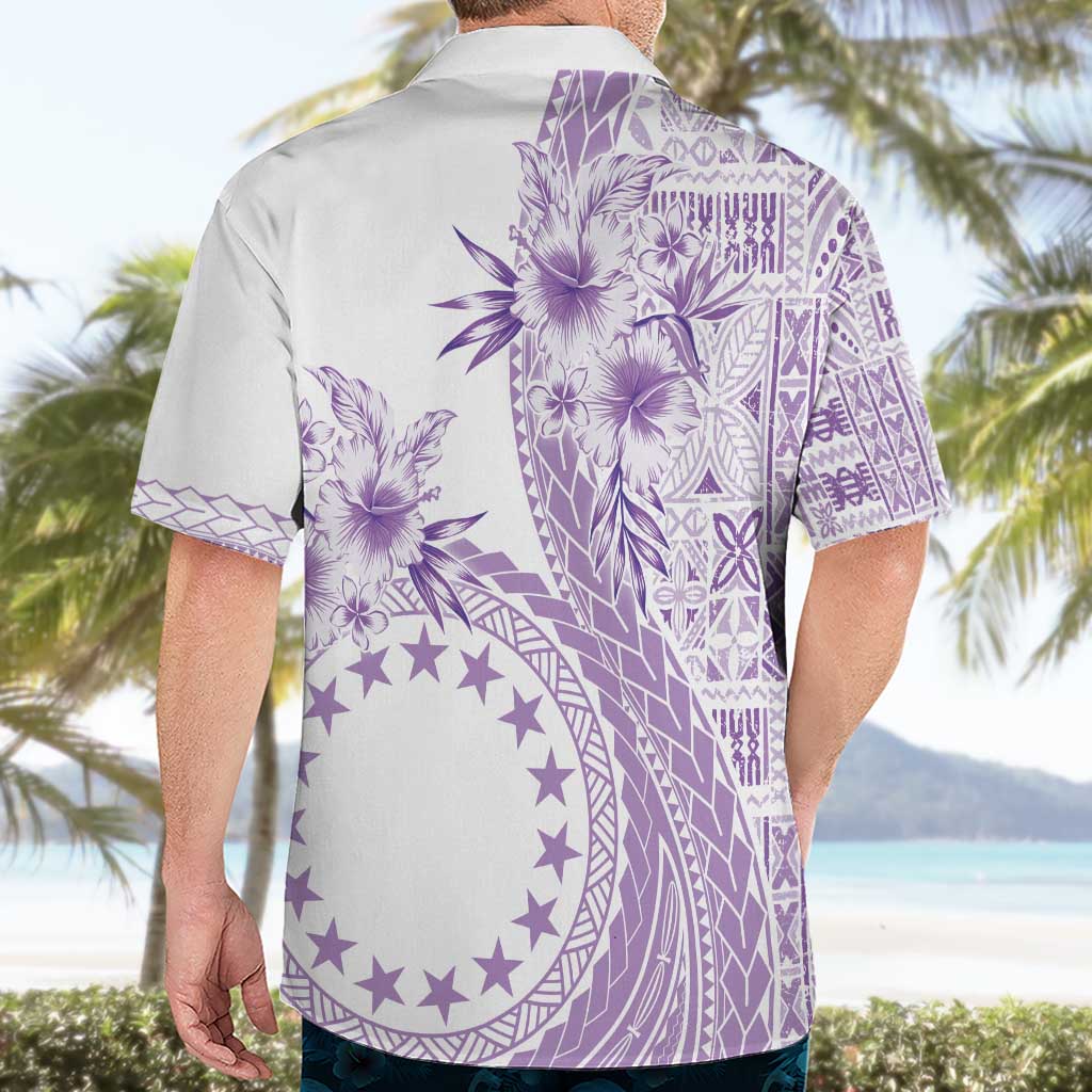 Kia Orana Cook Islands Hawaiian Shirt Tiare and Stars - Lavender LT7 - Polynesian Pride