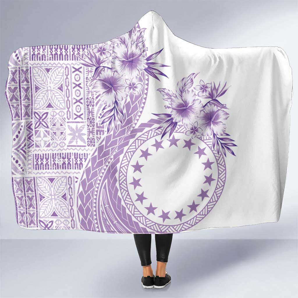 Kia Orana Cook Islands Hooded Blanket Tiare and Stars - Lavender LT7 One Size Lavender - Polynesian Pride