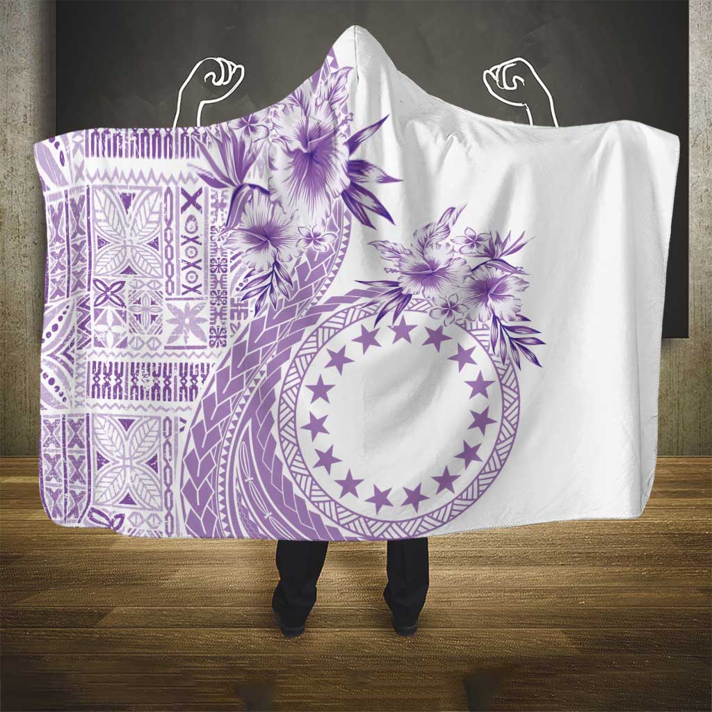 Kia Orana Cook Islands Hooded Blanket Tiare and Stars - Lavender LT7 - Polynesian Pride