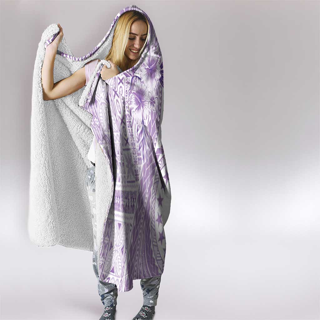 Kia Orana Cook Islands Hooded Blanket Tiare and Stars - Lavender LT7 - Polynesian Pride