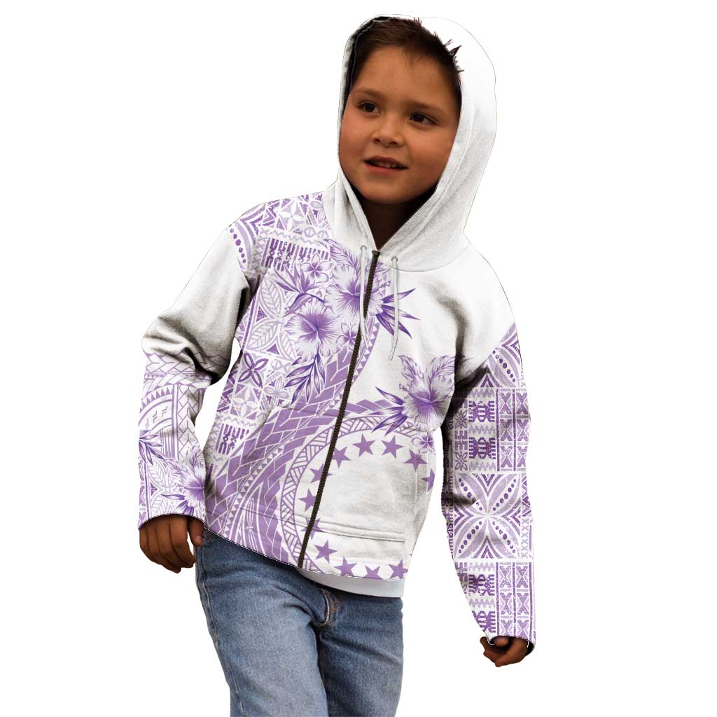 Kia Orana Cook Islands Kid Hoodie Tiare and Stars - Lavender