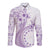 Kia Orana Cook Islands Long Sleeve Button Shirt Tiare and Stars - Lavender