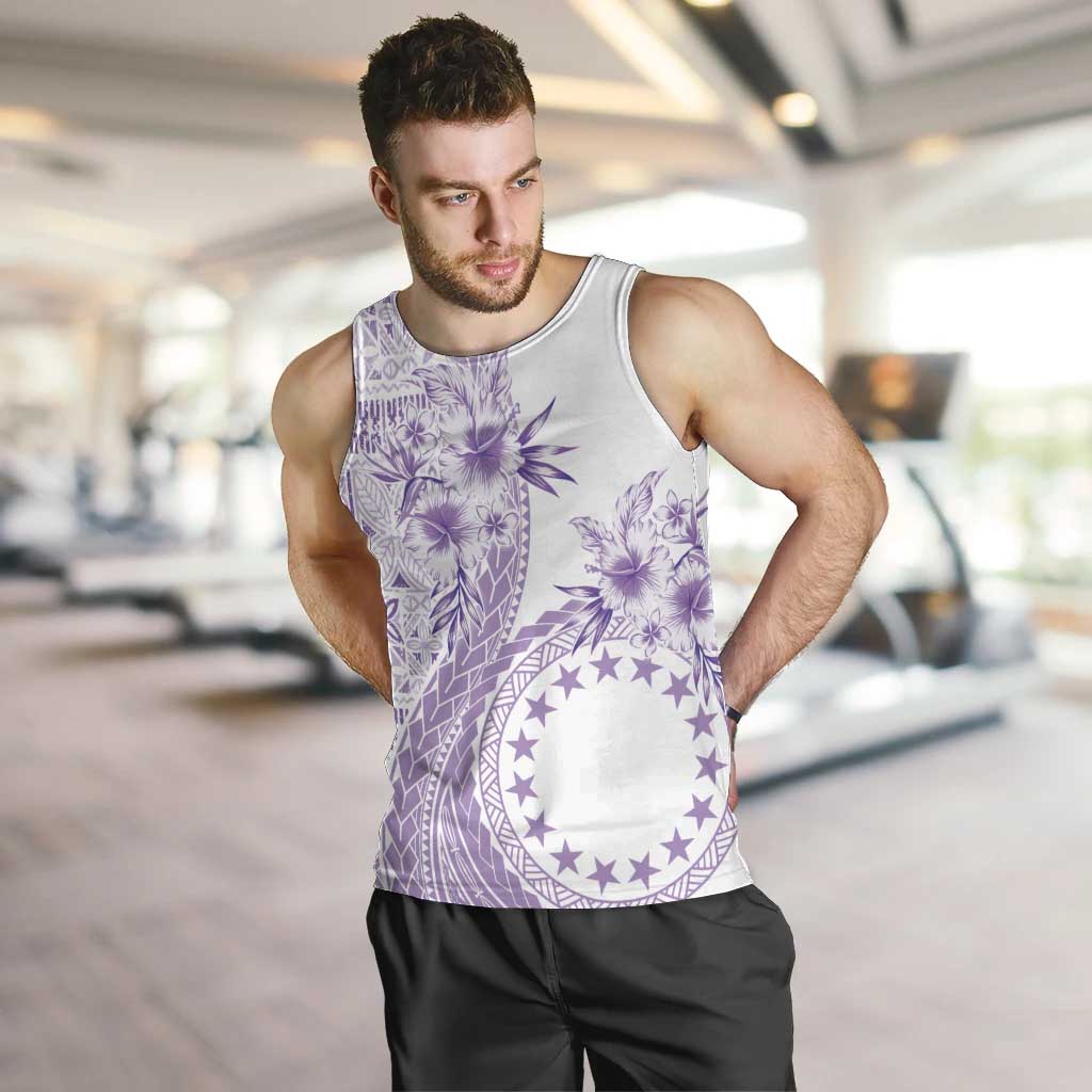 Kia Orana Cook Islands Men Tank Top Tiare and Stars - Lavender LT7 Lavender - Polynesian Pride