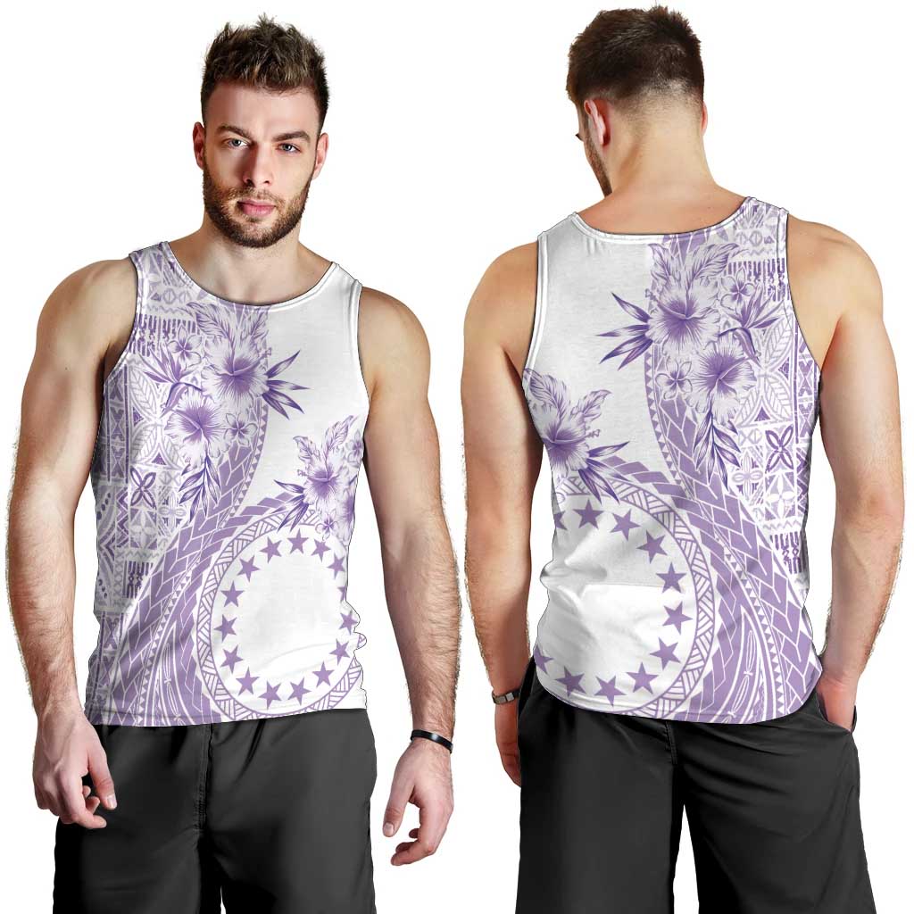Kia Orana Cook Islands Men Tank Top Tiare and Stars - Lavender LT7 - Polynesian Pride