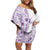 Kia Orana Cook Islands Off Shoulder Short Dress Tiare and Stars - Lavender