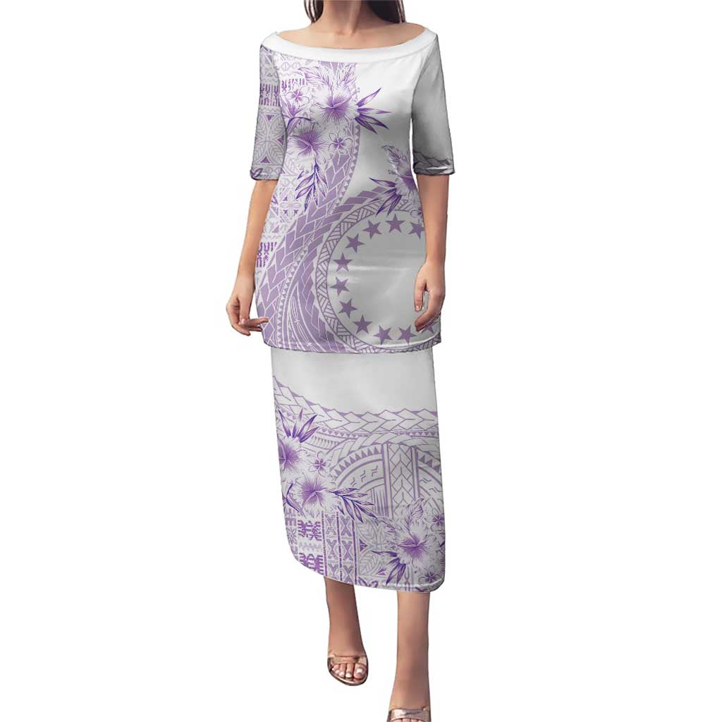 Kia Orana Cook Islands Puletasi Tiare and Stars - Lavender LT7 Long Dress Lavender - Polynesian Pride