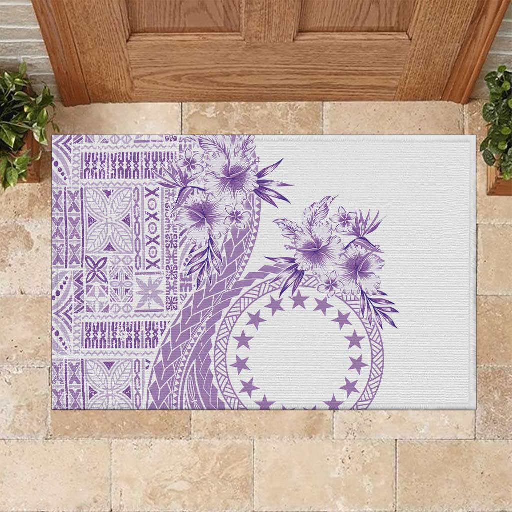 Kia Orana Cook Islands Rubber Doormat Tiare and Stars - Lavender LT7 Lavender - Polynesian Pride