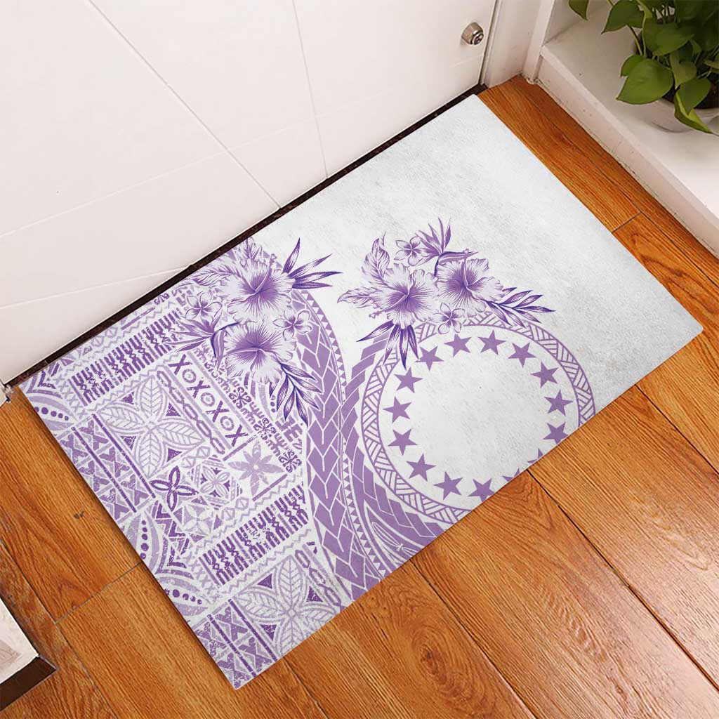Kia Orana Cook Islands Rubber Doormat Tiare and Stars - Lavender LT7 - Polynesian Pride