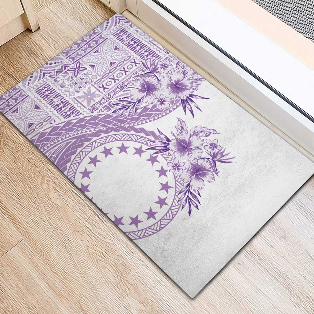 Kia Orana Cook Islands Rubber Doormat Tiare and Stars - Lavender LT7 - Polynesian Pride