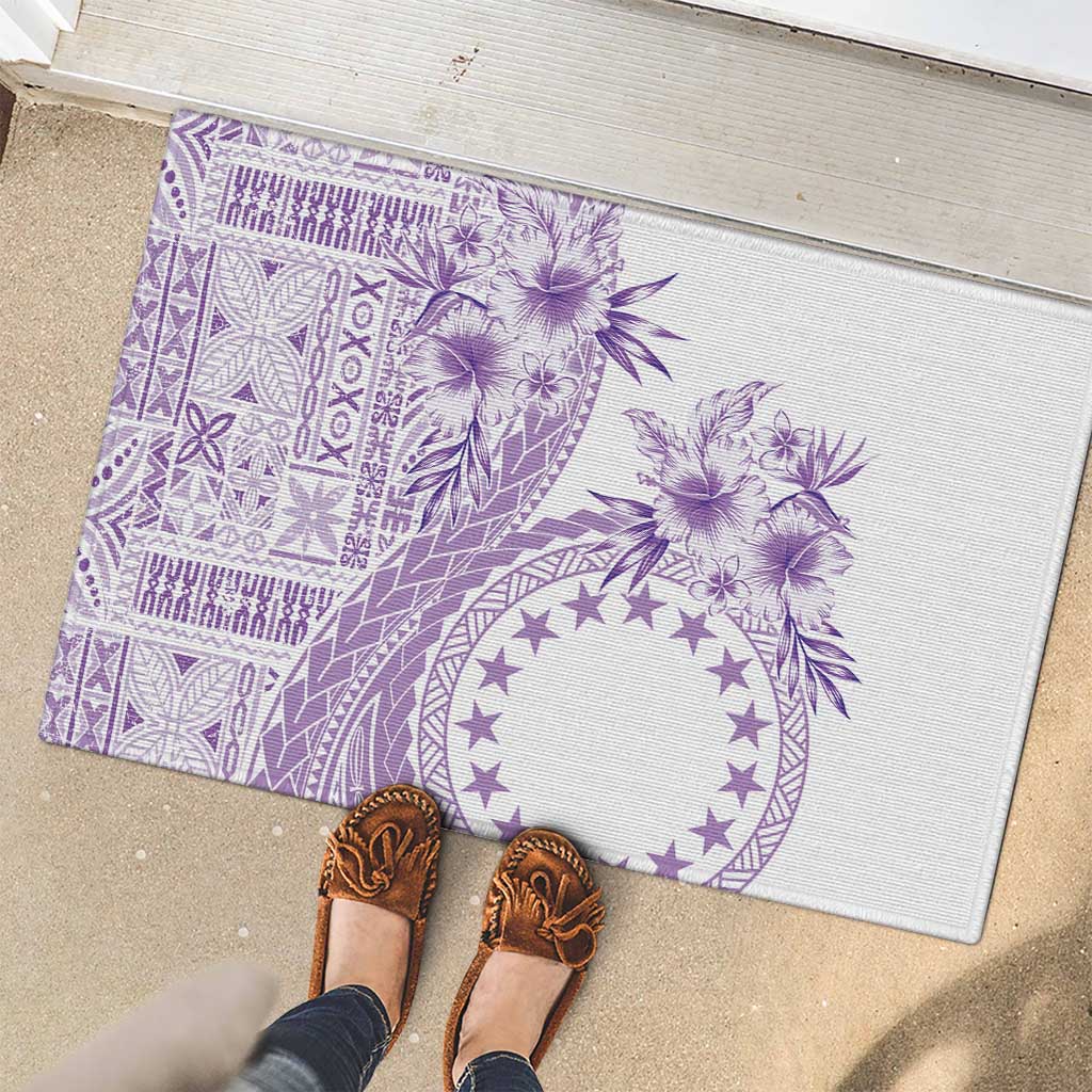Kia Orana Cook Islands Rubber Doormat Tiare and Stars - Lavender LT7 - Polynesian Pride