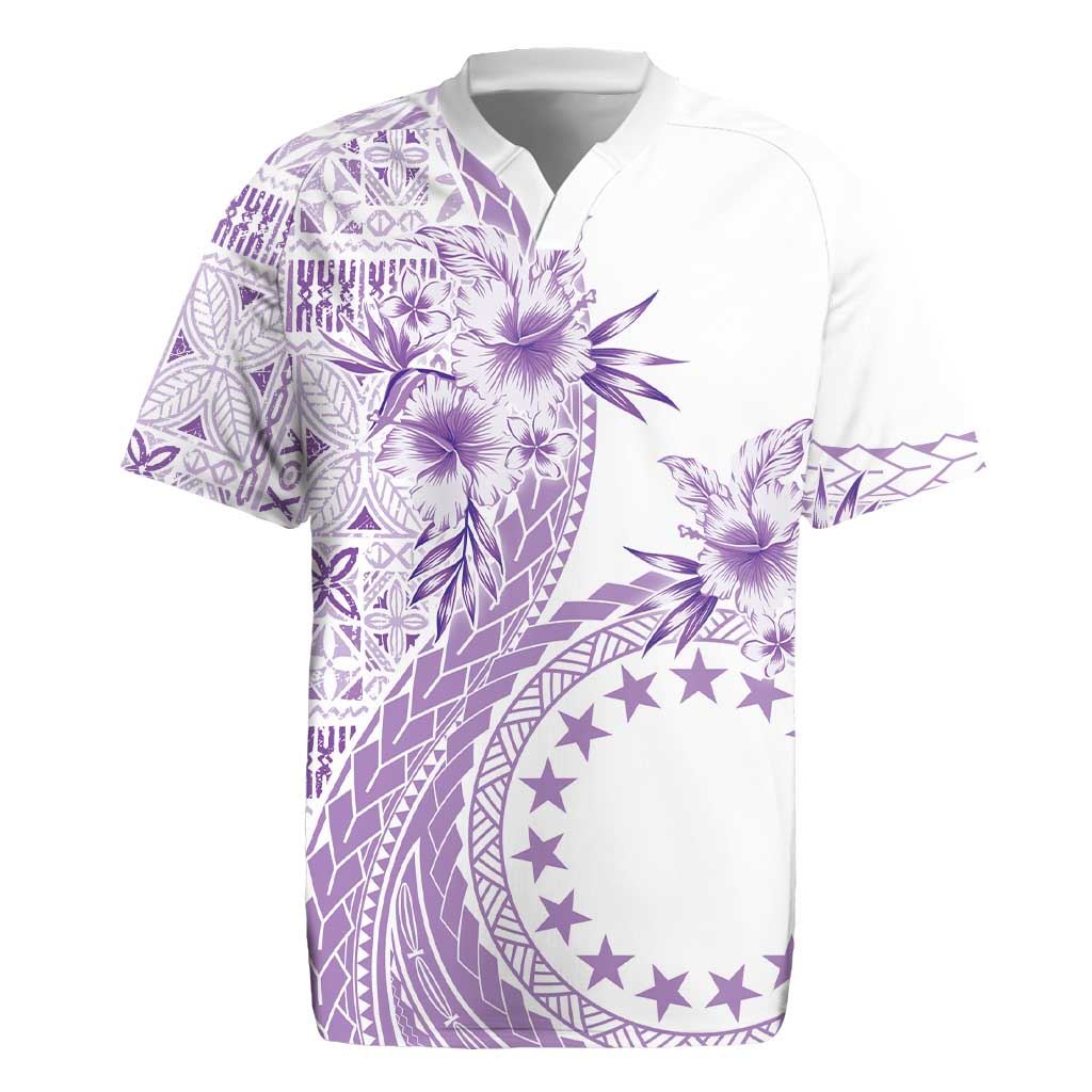Kia Orana Cook Islands Rugby Jersey Tiare and Stars - Lavender LT7 Lavender - Polynesian Pride