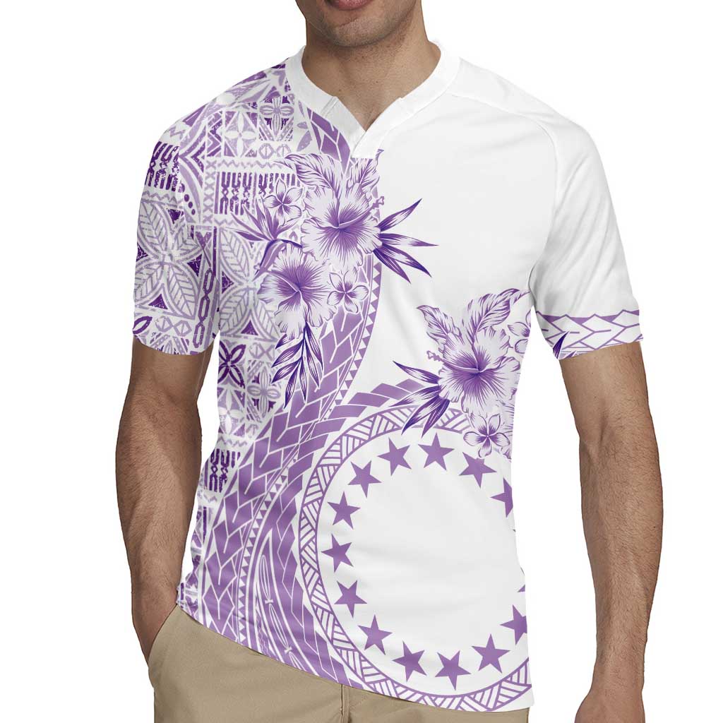 Kia Orana Cook Islands Rugby Jersey Tiare and Stars - Lavender LT7 - Polynesian Pride
