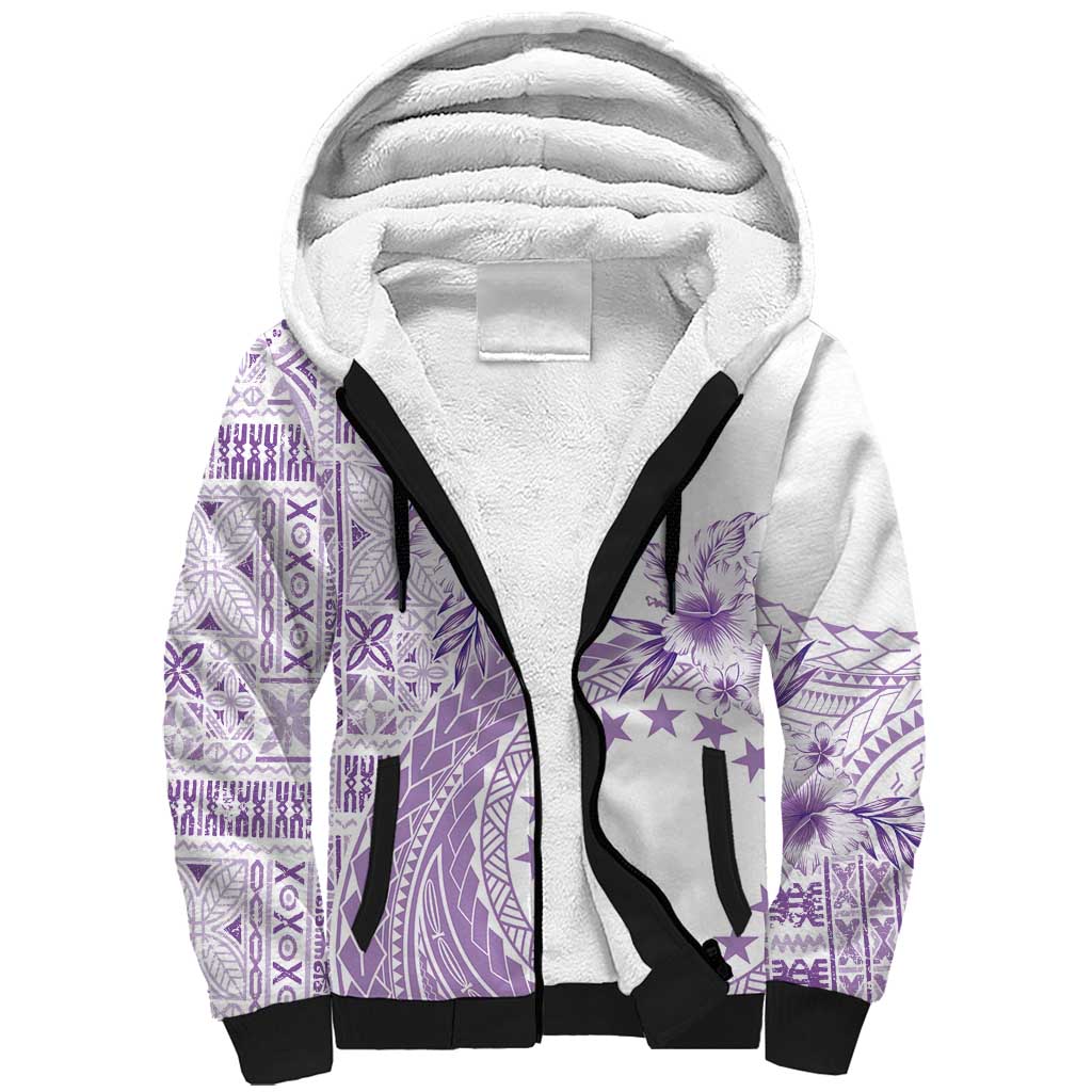 Kia Orana Cook Islands Sherpa Hoodie Tiare and Stars - Lavender LT7 Unisex Lavender - Polynesian Pride